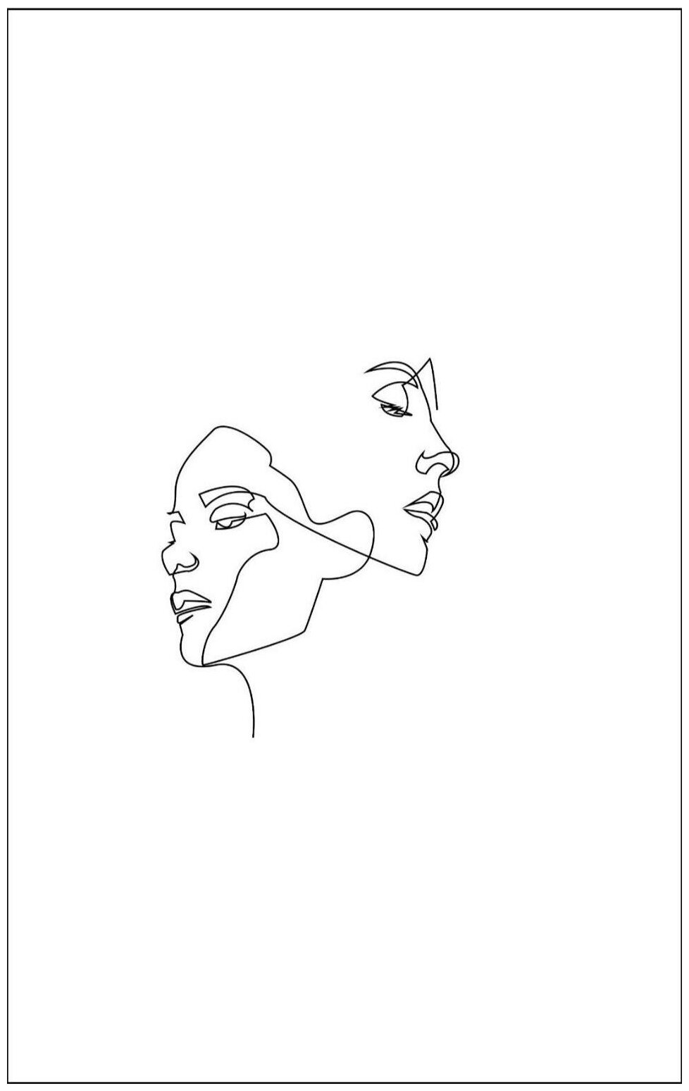 Постер / Плакат / Картина Линии - Лицо мужчины и женщины 40х50 см в раме