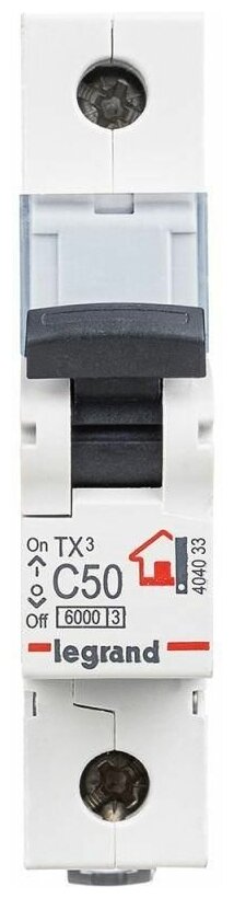 TX3 404033 Автоматический выключатель однополюсный 50А (6 кА, C) Legrand - фото №6
