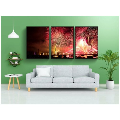 фото Набор модулных постеров для интерьера "салют, праздник, небо" 60x90 см. в тубусе, без рамки lotsprints