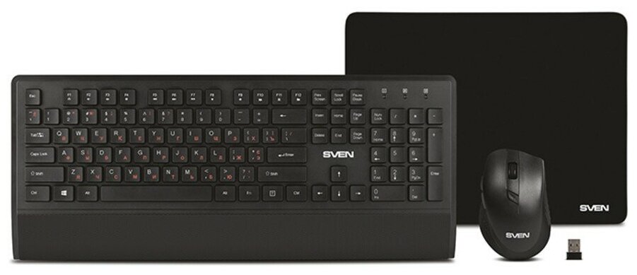 Sven Беспроводной набор клавиатура + мышь + коврик KB-C3800W 104 кл.+12Fn, 800-1600DPI, 5+1 кл.