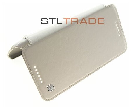 Футляр-книга боковой Hoc Crystal Leather для HTC Butterfly S white