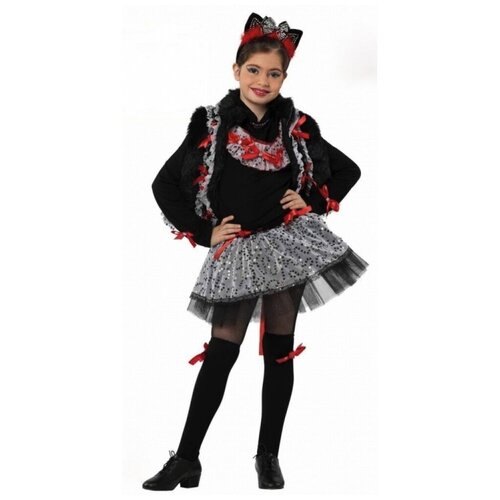 Костюм мисс Китти (8116) 116 см карнавальный костюм кошка шапочка кошка жилетка рукавички мех рост 110 116 в471 с471