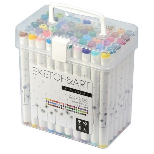 фото Набор маркеров для декорирования sketch&art мега-набор (3мм, 60 цветов, двусторонние) 60шт. bruno visconti