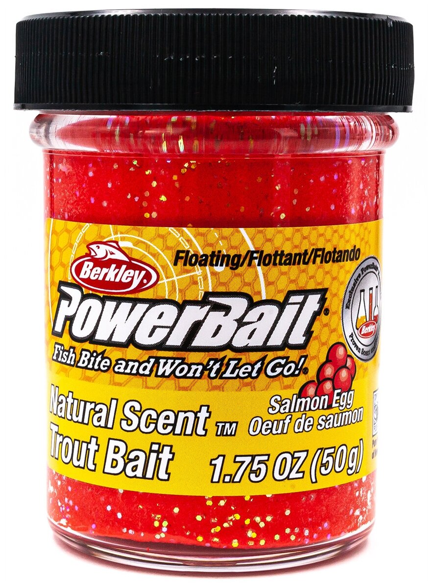 Форелевая паста BERKLEY PowerBait Natural SCENT (Икра, цв. Красный) 50 гр. Glitter 1152860