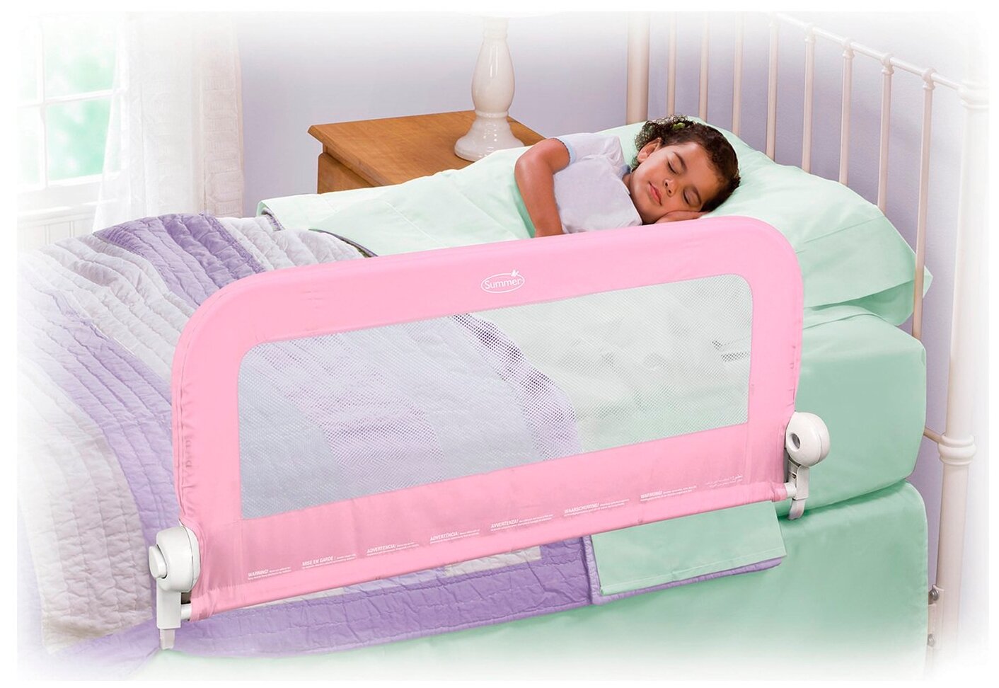 Ограничитель Summer Infant универсальный для кровати Single Fold Bedrail розовый, р. - фото №3