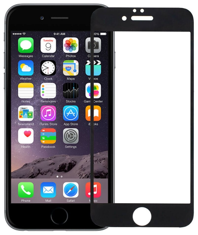 Защитное стекло 10D для Apple iPhone 6, 6S полное покрытие (полноэкранное) черное
