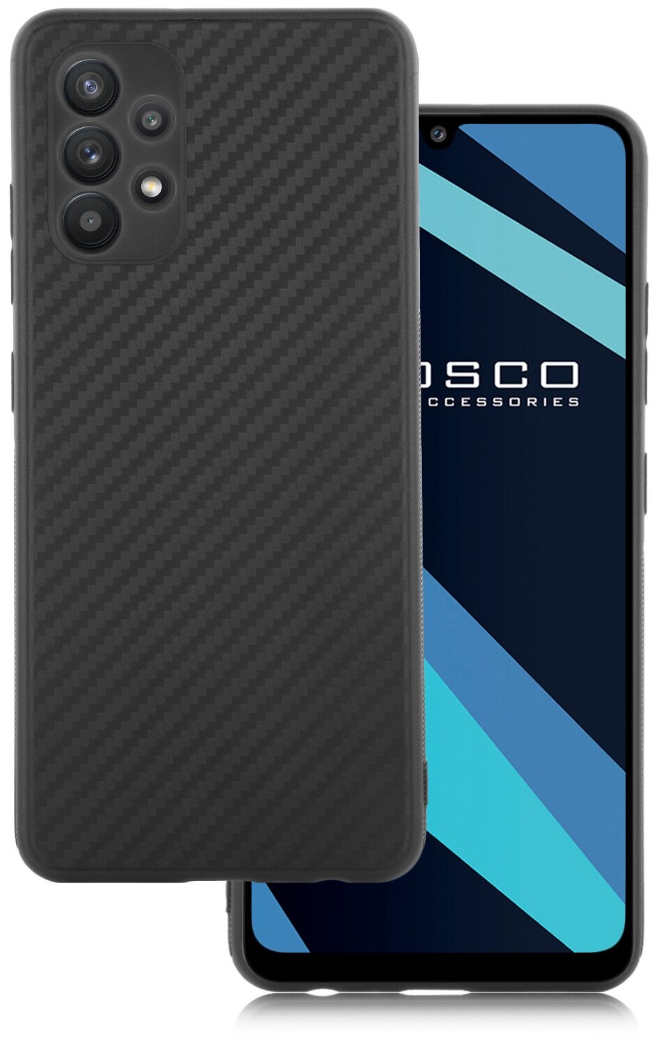Тонкий силиконовый чехол ROSCO для Samsung Galaxy A32 (Самсунг Галакси А32) с текстурой карбон