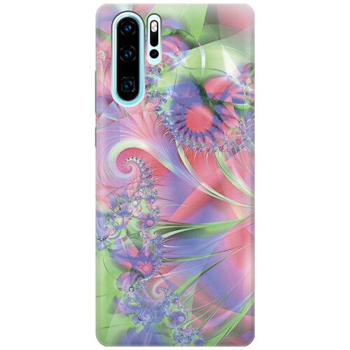 фото Силиконовый чехол на huawei p30 pro / хуавей п30 про с принтом "красно-зеленая абстракция" gosso