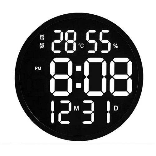Электронные часы настенные, часы электронные настенные светящиеся цифровые, настенные электронные цифровые, корпус черного цвета. 30см.