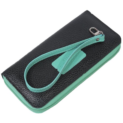 фото Кошелек женский из натуральной кожи, маленький бумажник для денег, портмоне на каждый день черный cro-s-104-10-325 кроко