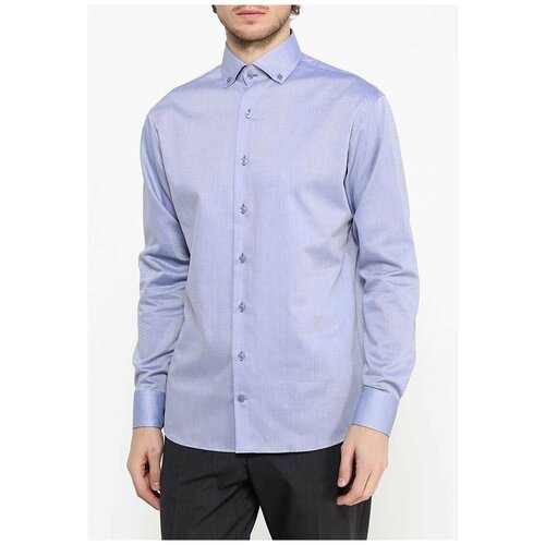 фото Рубашка мужская длинный рукав berthier udine-835141/ fit-mb(0-1), полуприталенный силуэт / regular fit, цвет синий, рост 174-184, размер ворота 44