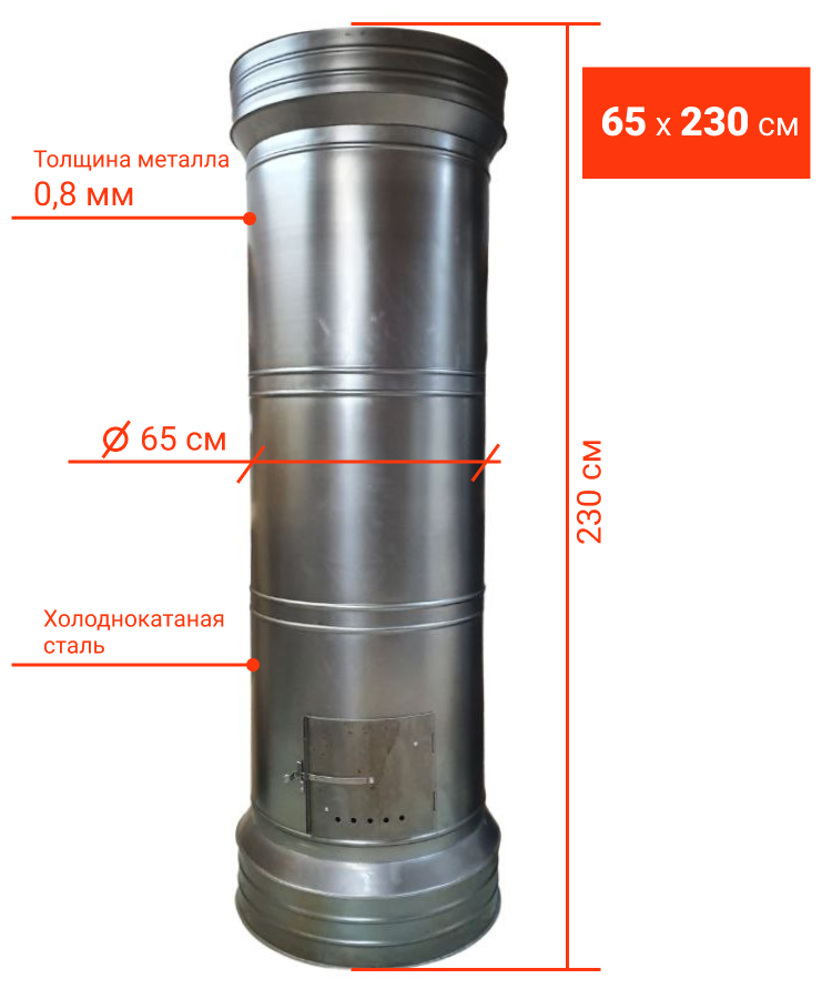 Кожух / Футляр отопительной печи Голландка, диаметр 65 см, высота 230 см - фотография № 2