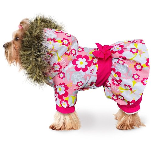 фото Зимний комбинезон для собак, "кокетка" хризантема розовая, размер l zootrend