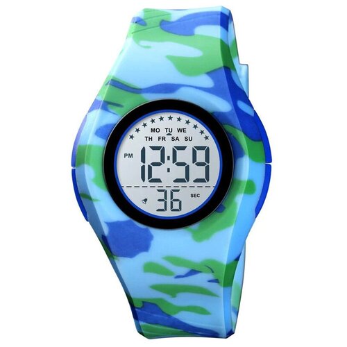 Часы Skmei/Скмей 1556, детские, секундомер, подсветка Camouflage Blue