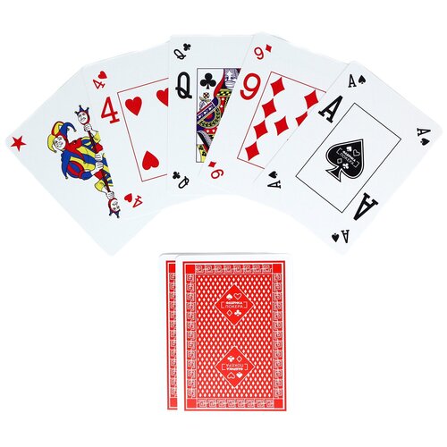 Фабрика Покера: Колода пластиковых карт для покера с двойным индексом набор фабрика покера 200 фишек для покера с номиналом в серебристом кейсе колода с двойным индексом