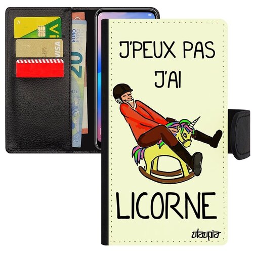 фото Защитный чехол-книжка на телефон // iphone 7 plus // "не могу - у меня единорог!" рисунок карикатура, utaupia, белый