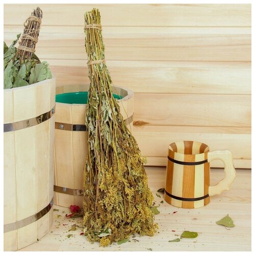 Веник для бани 45 (+-5) см травяной из таволги, в индивидуальной упаковке веник для бани 45 5 см травяной из мяты в индивидуальной упаковке