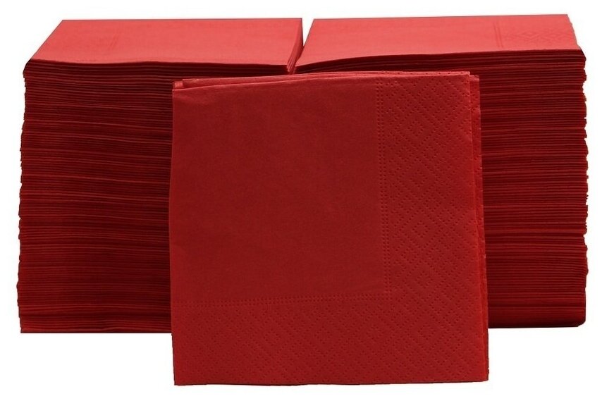 Салфетки двухслойные ZELPAPER 24х24 красные, бумажные, 250 шт, 100% целлюлоза - фотография № 3