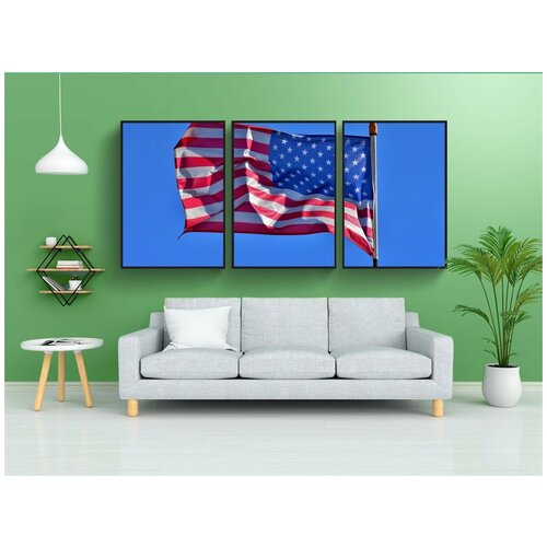 фото Набор модулных постеров для интерьера "знамя, америка, флаг" 60x90 см. в тубусе, без рамки lotsprints