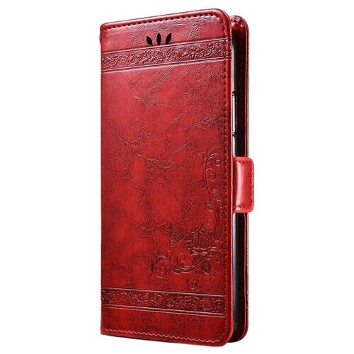 фото Чехол-книжка mypads для zte blade v10 из качественной импортной искусственной кожи с необычным тиснением «тематика книга в винтажном стиле» ретро красный