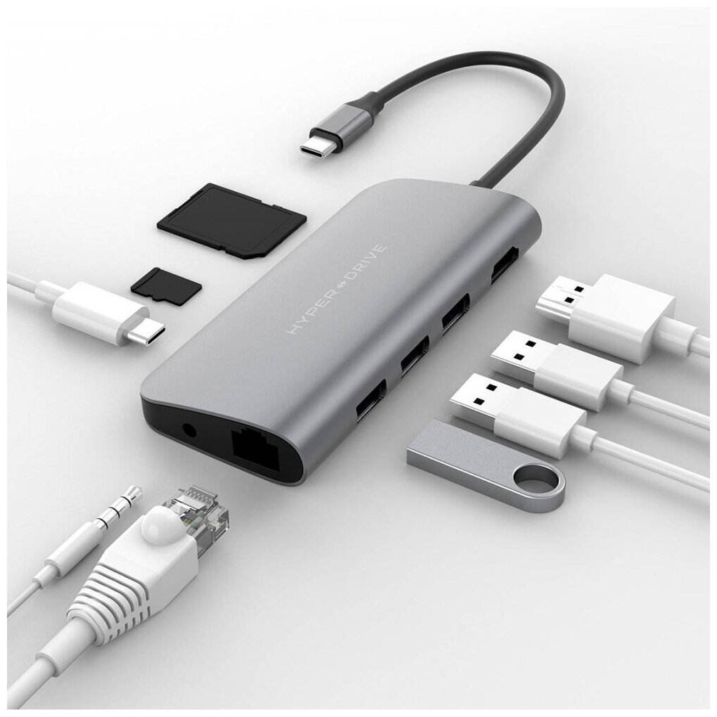 USB Хаб HyperDrive POWER 9-in-1 Hab для USB-C IPad/MacBook Pro/MacBook Air и других устройств.