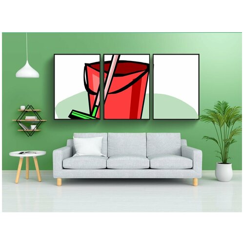 фото Набор модулных постеров для интерьера "убираться, метла, ведро" 60x90 см. в тубусе, без рамки lotsprints