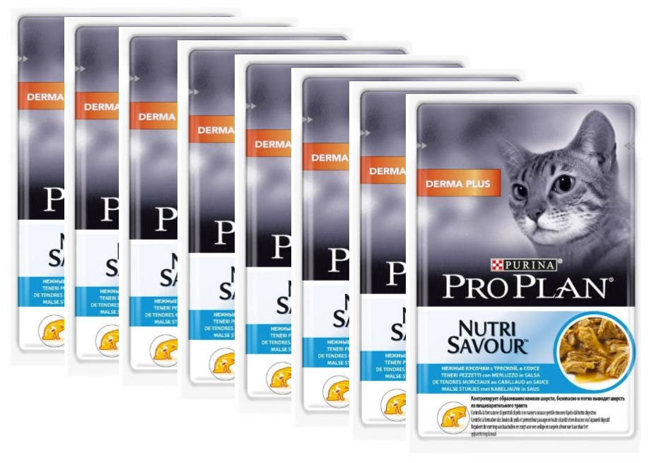 Влажный корм для кошек Pro Plan Nutri Savour, с чувствительной кожей ...