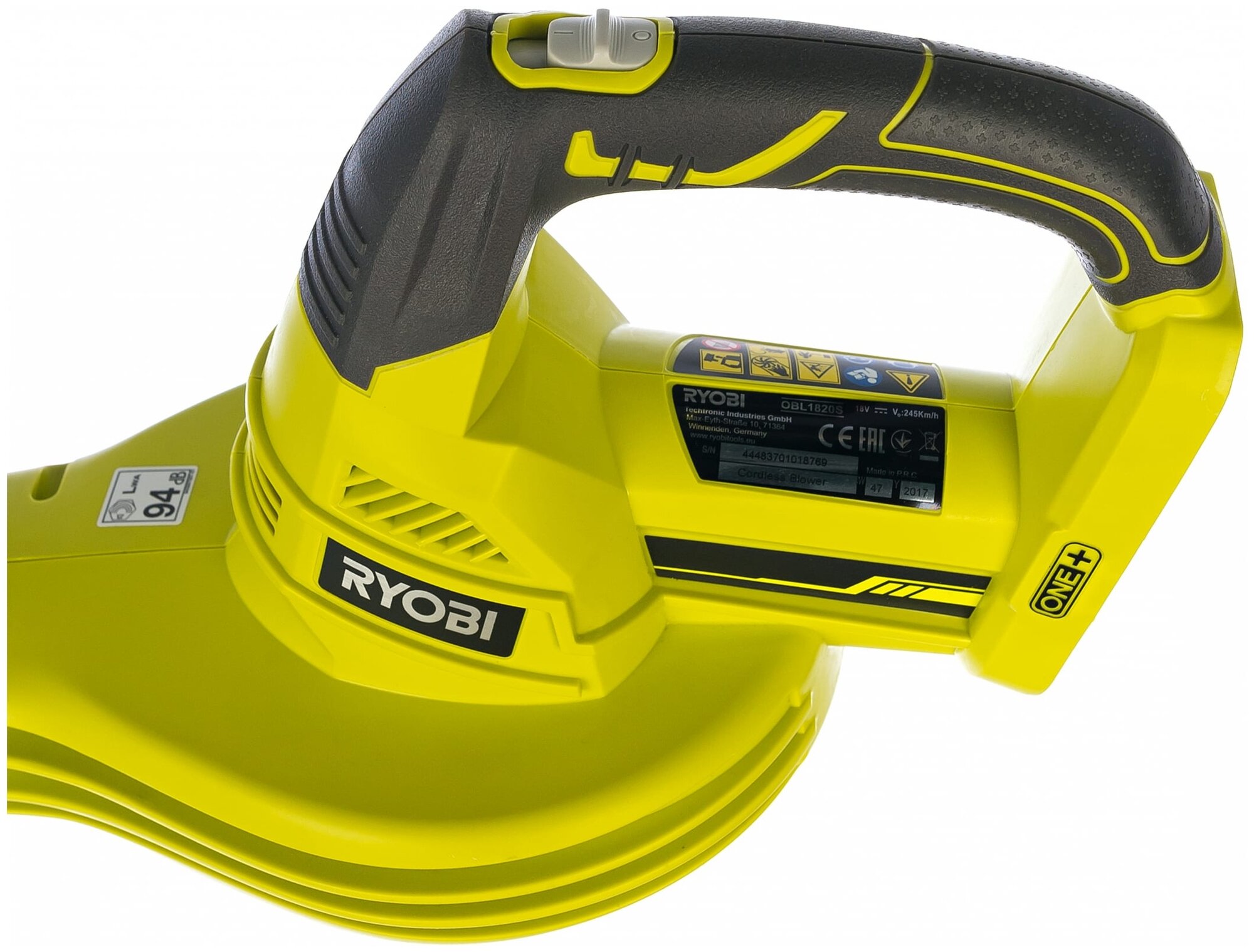 Аккумуляторная воздуходувка Ryobi One+ OBL1820S 5133002663 - фотография № 3