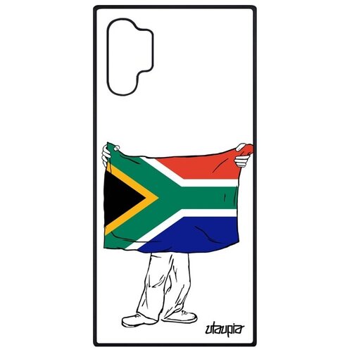 фото Противоударный чехол на смартфон // samsung galaxy note 10 plus // "флаг южной африки с руками" страна государственный, utaupia, белый