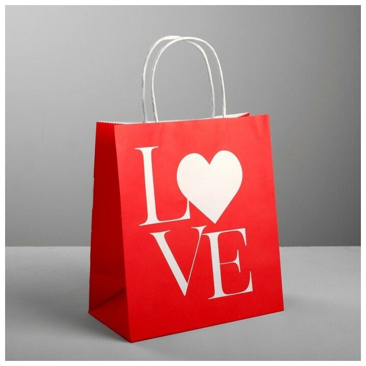 Дарите Счастье Пакет подарочный крафт «LOVE» 22 х 25 х 12 см