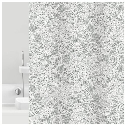 фото Штора для ванной bacchetta "dantelle", цвет: серый, 180 х 200 см