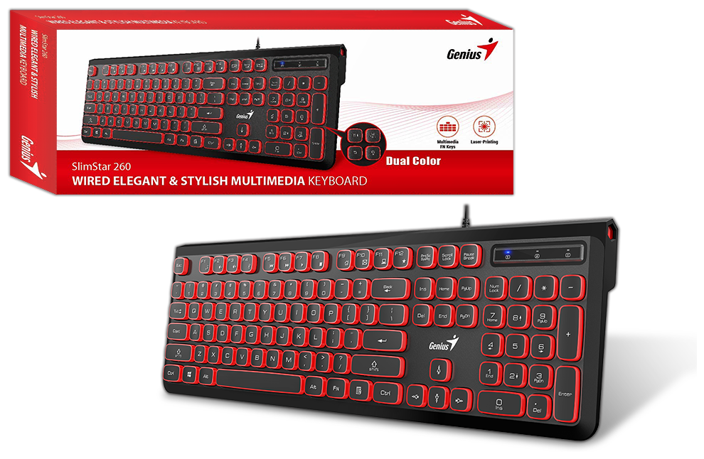 Клавиатура проводная Genius SlimStar 260 красно-черный