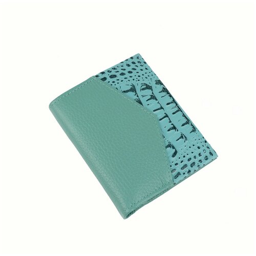 фото Кошелек женский из натуральной кожи, маленький бумажник для денег, портмоне на каждый день бирюзовый пр914-72-110 кроко