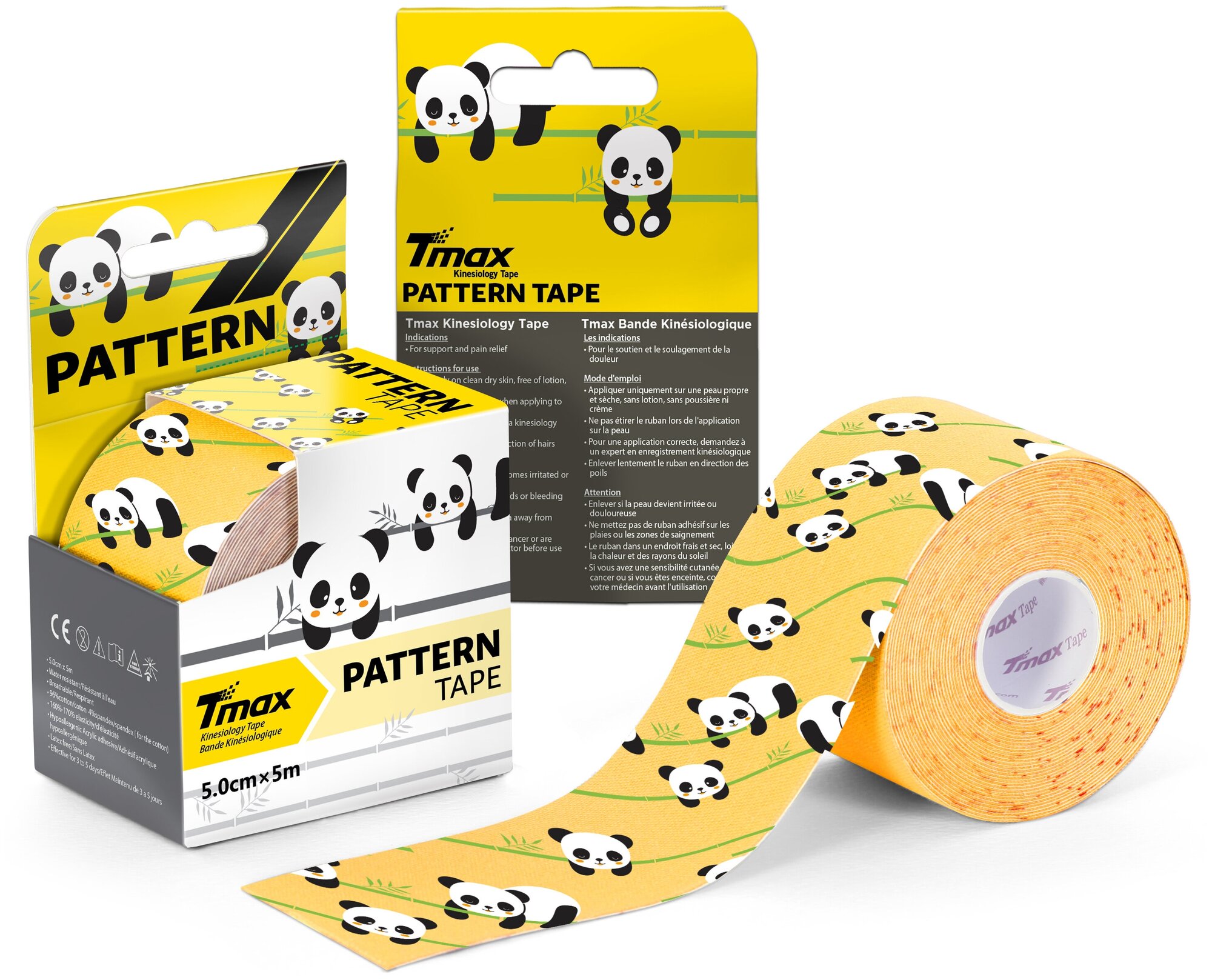 Кинезио тейп хлопок дизайнерский Tmax Pattern Panda 5см x 5м, панда