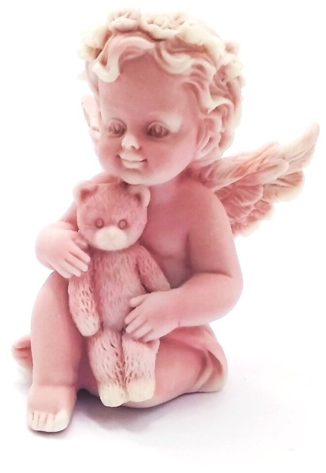 Статуэтка фигурка Ангел с игрушкой 6,5см мрамор для интерьера, сувениры и подарки, декор для дома, фигурки коллекционные
