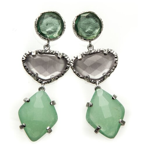 Серьги Estrosia, фиолетовый опал, зеленый кварц, ES-ORD18-7