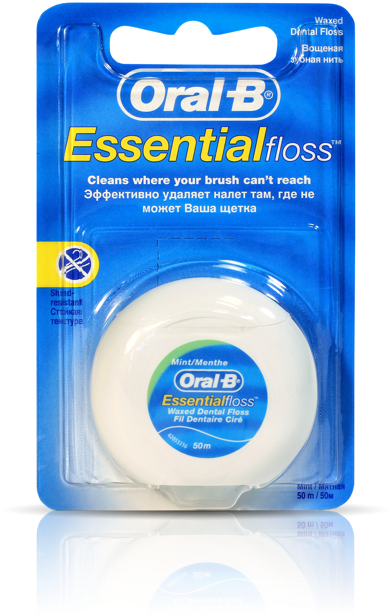 Oral-B зубная нить Essential вощеная, 21 г, мята, белый