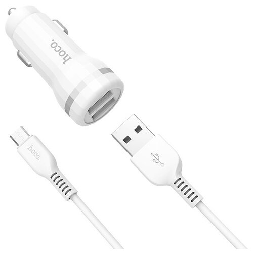 Зарядный комплект Hoco Z27 Staunch + кабель microUSB, RU, белый