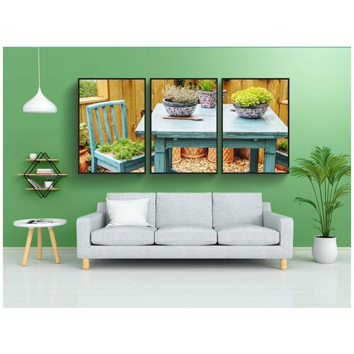 фото Набор модулных постеров для интерьера "стол, стул, сад" 60x90 см. в тубусе, без рамки lotsprints