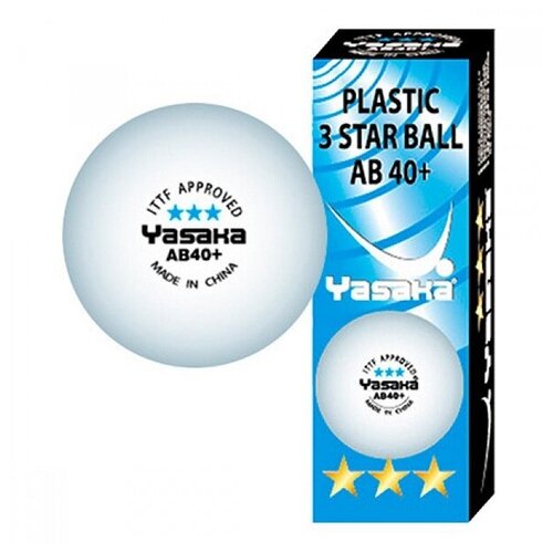 фото Мячи для настольного тенниса yasaka 3* ab40+ plastic x3 white