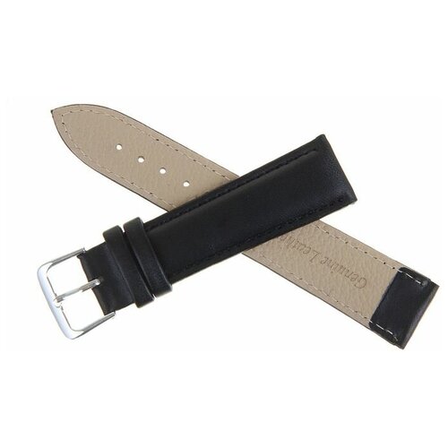 фото Ремешок для часов, ширина 20 мм, длина 20 см, экокожа, черный, art-p