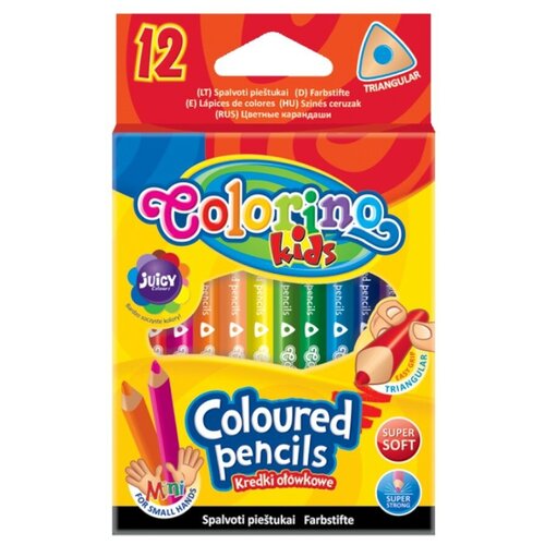 Карандаши цветные Colorino мини треугольные 12 штук (9 см)