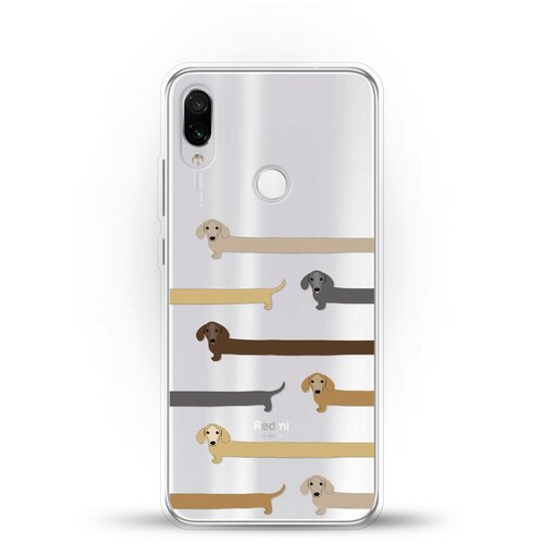 фото Силиконовый чехол длинные таксы на xiaomi redmi note 7 andy & paul