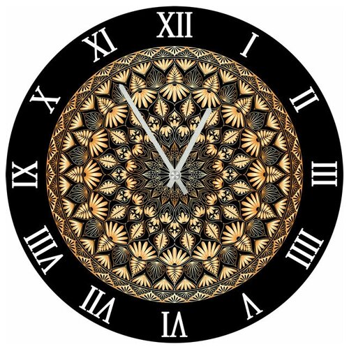 фото Svs настенные часы svs 4002888 черно-бежевый узор