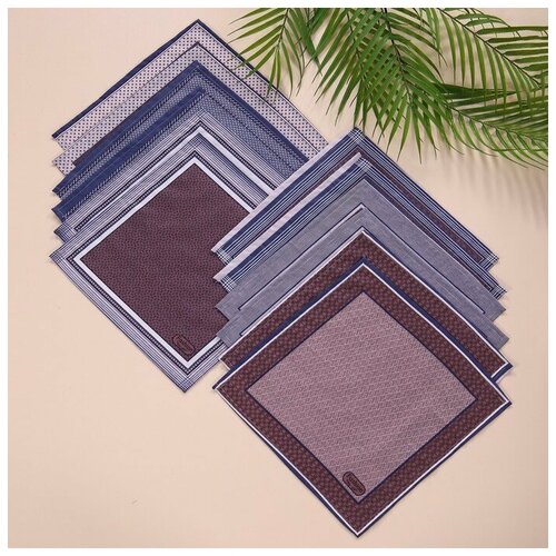 фото Платок носовой мужской 28х28 см, 12шт, рис 21148-2 беж-бордо 100г/м хл100% 7994943 domovita