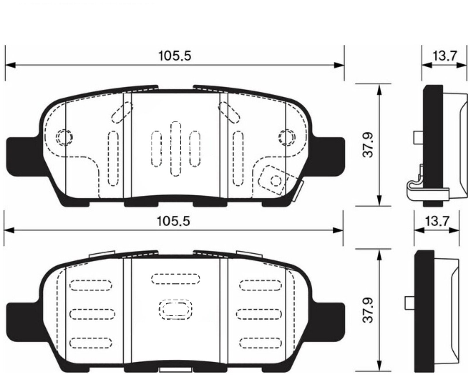 Дисковые тормозные колодки задние SANGSIN BRAKE SP1250 (4 шт.)