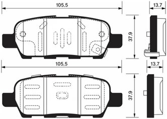 Дисковые тормозные колодки задние SANGSIN BRAKE SP1250 для Infiniti, Nissan, Renault, Suzuki (4 шт.)