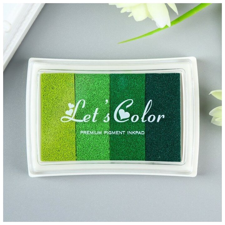 фото Штемпельная подушка 4 цвета "Зелёная палитра" 7,8х5,5х1,8 см 2641500