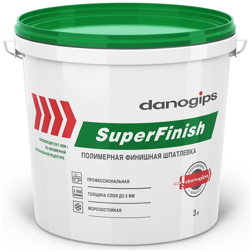 danogips шпаклёвка готовая финишная danogips superfinish 18 1 кг Шпатлевка DANOGIPS SuperFinish, белый, 5 кг
