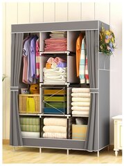 Складной каркасный тканевый шкаф / Тканевый шкаф для хранения одежды, серебристо-серый